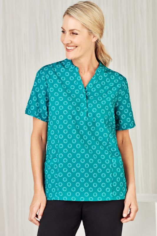 Womens Florence Daisy Print S/S Tunic - Teal (Size 4)