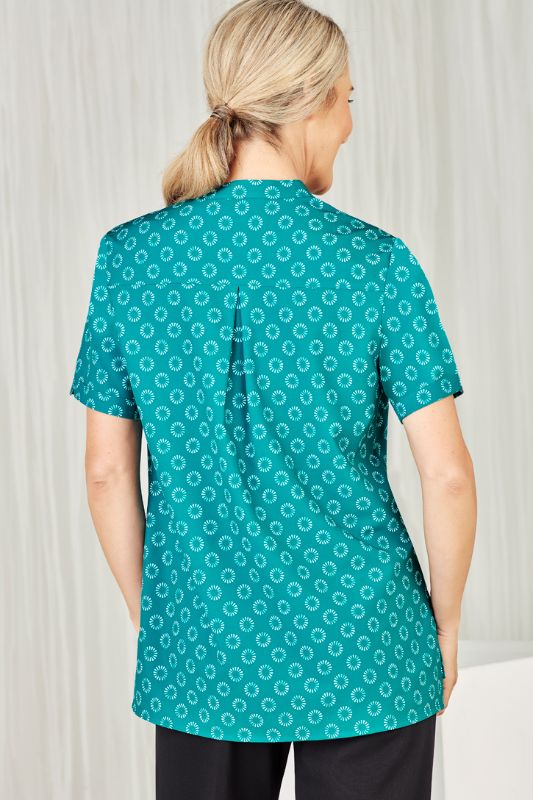 Womens Florence Daisy Print S/S Tunic - Teal (Size 30)