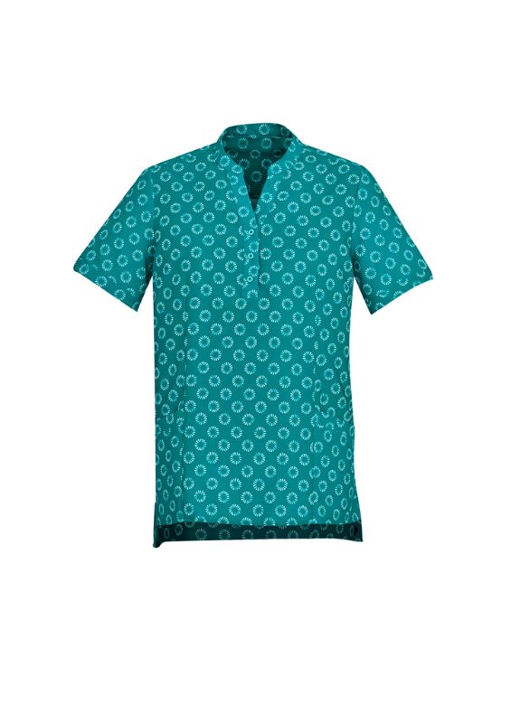 Womens Florence Daisy Print S/S Tunic - Teal (Size 26)