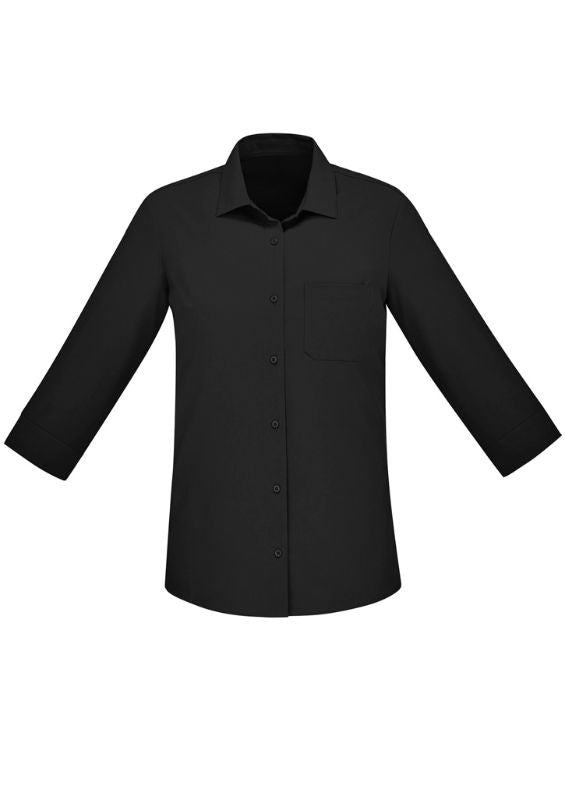 Womens Florence Plain 3/4 Sleeve Shirt - Black (Size 6)