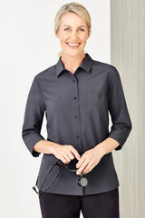 Womens Florence Plain 3/4 Sleeve Shirt - Charcoal (Size 18)