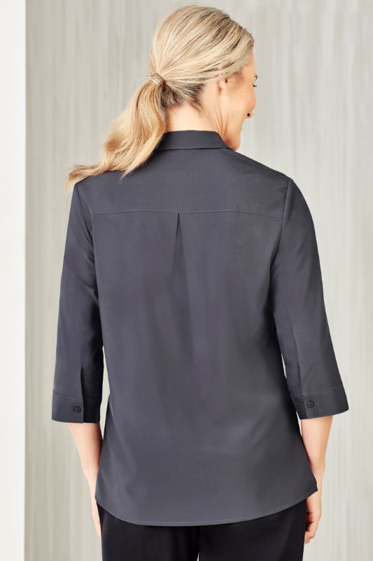 Womens Florence Plain 3/4 Sleeve Shirt - Charcoal (Size 18)