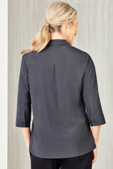 Womens Florence Plain 3/4 Sleeve Shirt - Charcoal (Size 18)