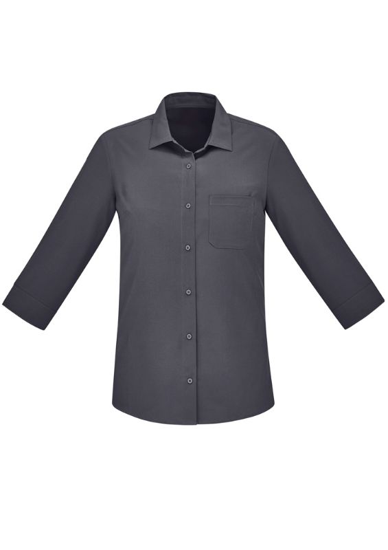 Womens Florence Plain 3/4 Sleeve Shirt - Charcoal (Size 18)
