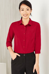 Womens Florence Plain 3/4 Sleeve Shirt - Cherry (Size 20)