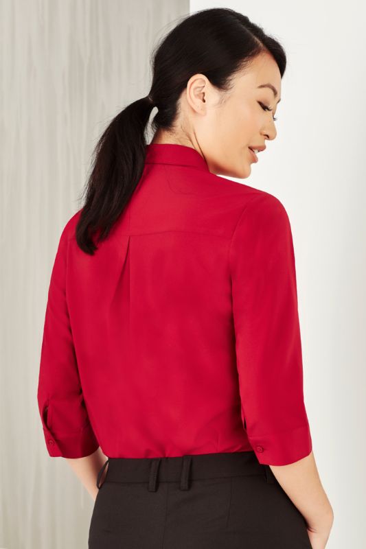 Womens Florence Plain 3/4 Sleeve Shirt - Cherry (Size 4)