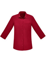 Womens Florence Plain 3/4 Sleeve Shirt - Cherry (Size 26)