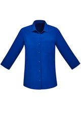 Womens Florence Plain 3/4 Sleeve Shirt - Electric Blue (Size 6)