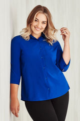 Womens Florence Plain 3/4 Sleeve Shirt - Electric Blue (Size 6)