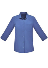 Womens Florence Plain 3/4 Sleeve Shirt - Mid Blue (Size 16)