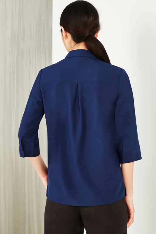 Womens Florence Plain 3/4 Sleeve Shirt - Navy (Size 4)