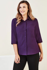 Womens Florence Plain 3/4 Sleeve Shirt - Purple (Size 26)