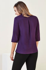 Womens Florence Plain 3/4 Sleeve Shirt - Purple (Size 20)