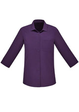 Womens Florence Plain 3/4 Sleeve Shirt - Purple (Size 26)