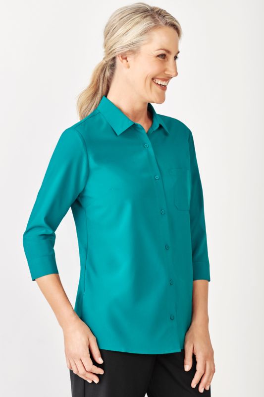 Womens Florence Plain 3/4 Sleeve Shirt - Teal (Size 24)