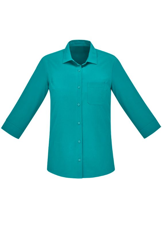 Womens Florence Plain 3/4 Sleeve Shirt - Teal (Size 24)