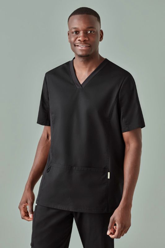 Mens Riley V-Neck Scrub Top - Black (XS)