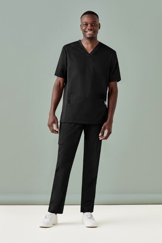 Mens Riley V-Neck Scrub Top - Black (5XL)