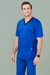 Mens Riley V-Neck Scrub Top - Electric Blue (2XL)