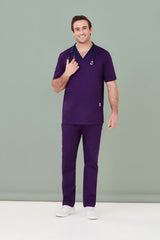 Mens Riley V-Neck Scrub Top - Purple (5XL)
