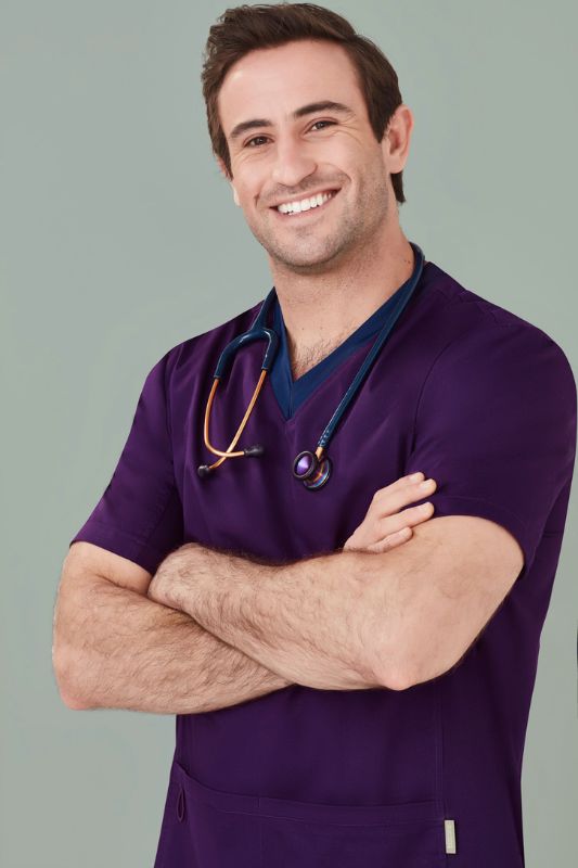 Mens Riley V-Neck Scrub Top - Purple (4XL)