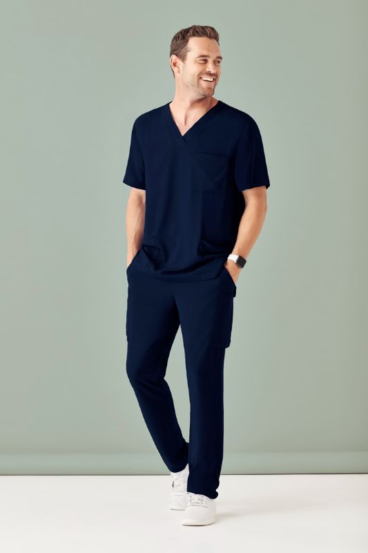Mens Avery V-Neck Scrub Top - Midnight Navy (Large)