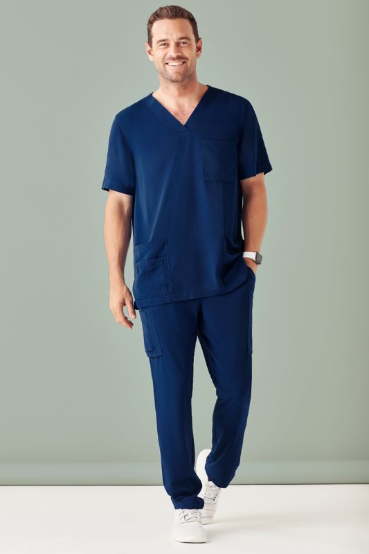 Mens Avery V-Neck Scrub Top - Navy (Large)