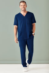 Mens Avery V-Neck Scrub Top - Navy (Small)