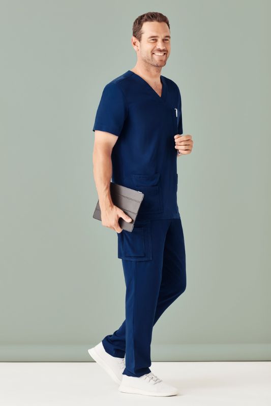 Mens Avery V-Neck Scrub Top - Navy (Small)
