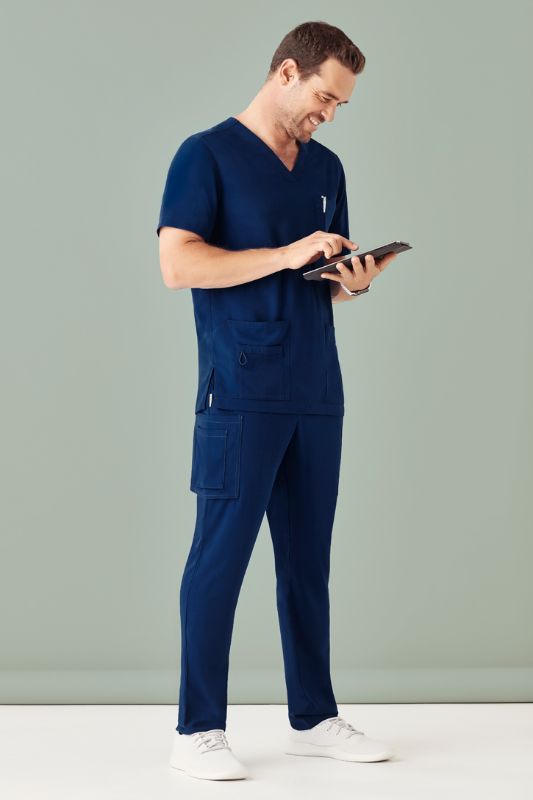 Mens Avery V-Neck Scrub Top - Navy (Small)