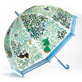 Chic Wild Birds umbrella set of 3 with transparent canopy and vibrant bird illustrations for stylish rainy day outings.