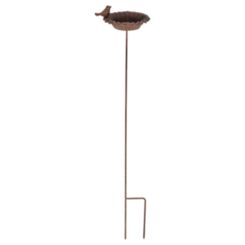 Elegant flower-shaped bird bath on a stick, 76.5 cm tall, perfect for attracting birds with water or food.