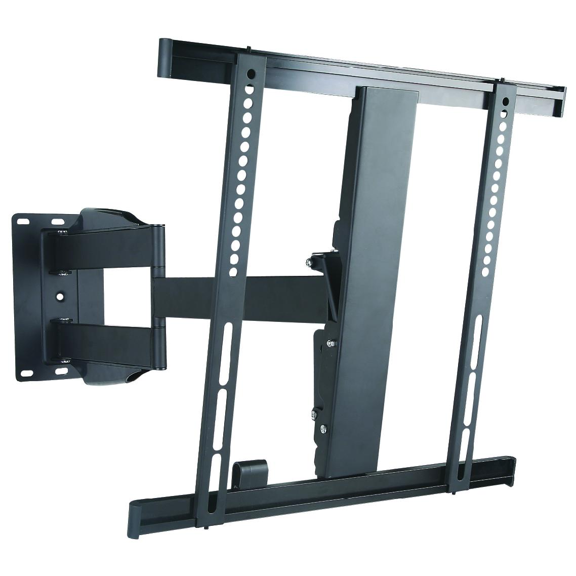 Slimline cantilever TV bracket for 32"-55" TVs with 90° swivel and 15° tilt, designed for secure wall mounting in black.