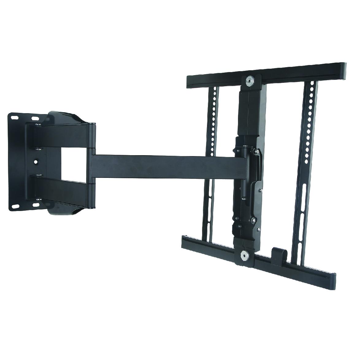 Slimline cantilever TV bracket for 32-55" TVs, 90-degree swivel, 15-degree tilt, and VESA compatibility, finished in black.