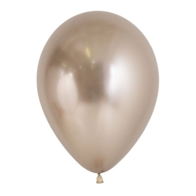 Pack of 50 Sempertex 30cm Metallic Reflex Champagne Balloons, ideal for elegant celebrations and durable for helium use.