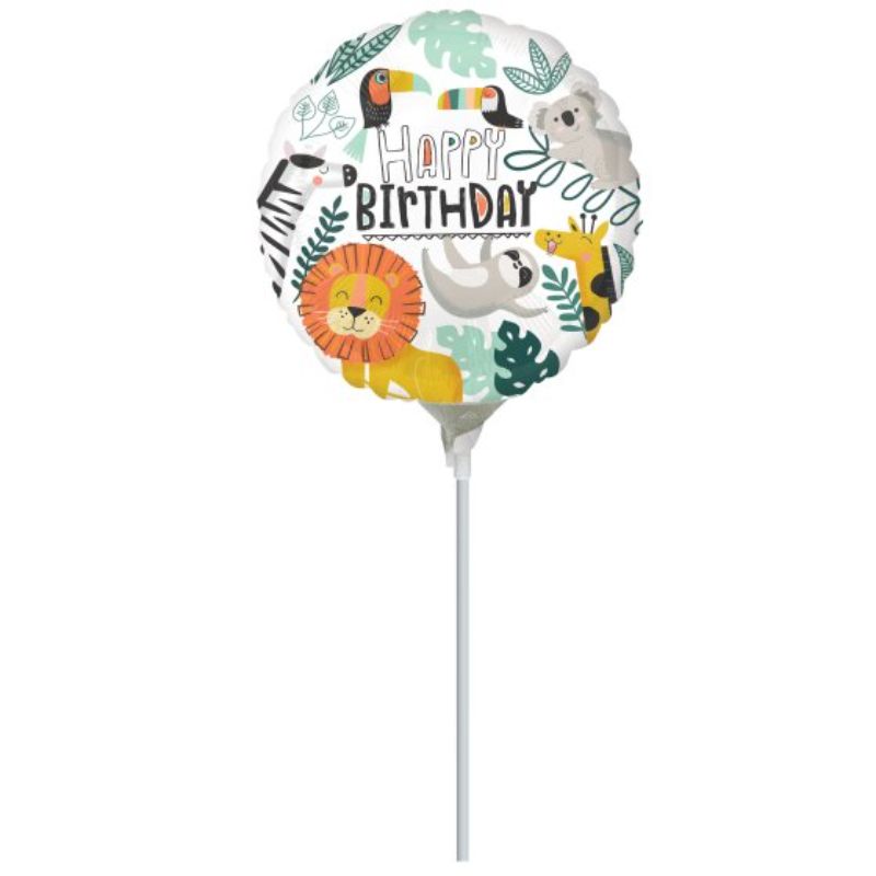 Vibrant 22cm Get Wild Happy Birthday foil balloon featuring fun, adventurous design for memorable celebrations and parties.