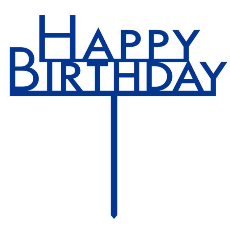 Cake Topper Pick Happy Birthday Bright Royal Blue Acrylic