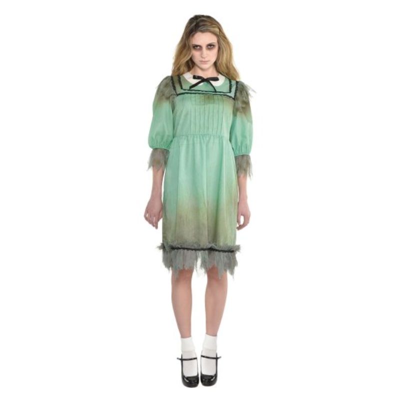 Costume Dreadful Darling for Women, sizes 18-20, features eerie elegance and intricate design for Halloween festivities.
