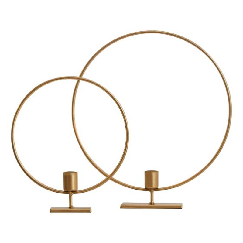 Elegant Nordic Noel Candle Holders in a pack of 2, featuring sleek metal designs in distinct sizes for stylish decor.