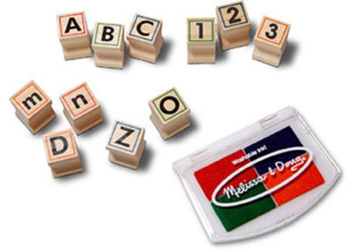 Wooden ABC 123 Stamp Set 71 Stamps Melissa & Doug