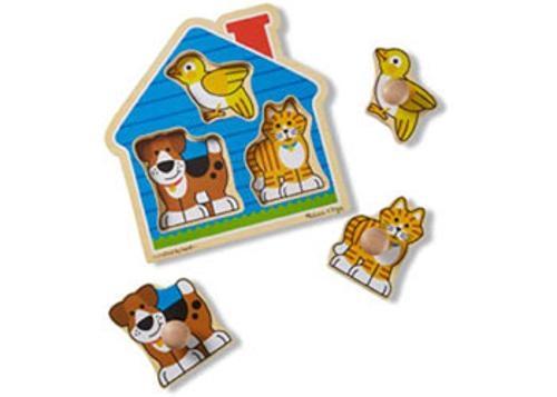 Melissa & Doug - House Pets Knob Puzzle 3 Pieces