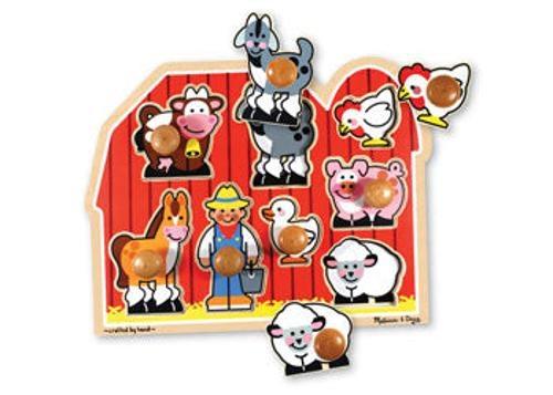 Melissa & Doug - Large Farm Jumbo Knob Puzzle 8 Pieces
