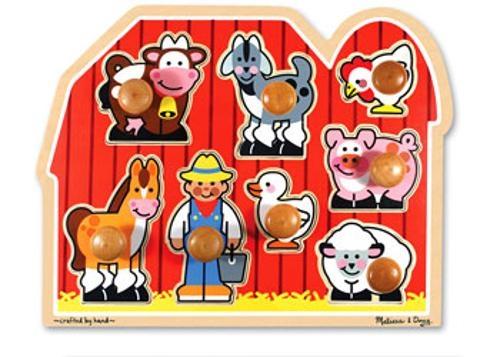 Melissa & Doug - Large Farm Jumbo Knob Puzzle 8 Pieces