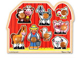 Melissa & Doug - Large Farm Jumbo Knob Puzzle 8 Pieces