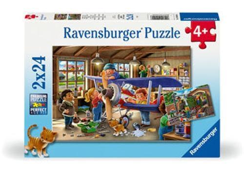 Ravensburger - Airplane & Train Repairs Puzzle 2x24 Pieces