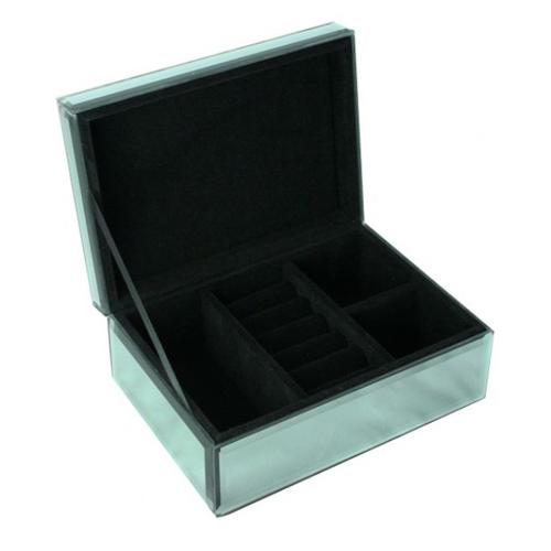 Peony Flowers Glass Mirror Jewellery Box 18cm