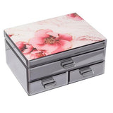 Peony Flowers Large Jewellery Box With 2 Drawers 24cm