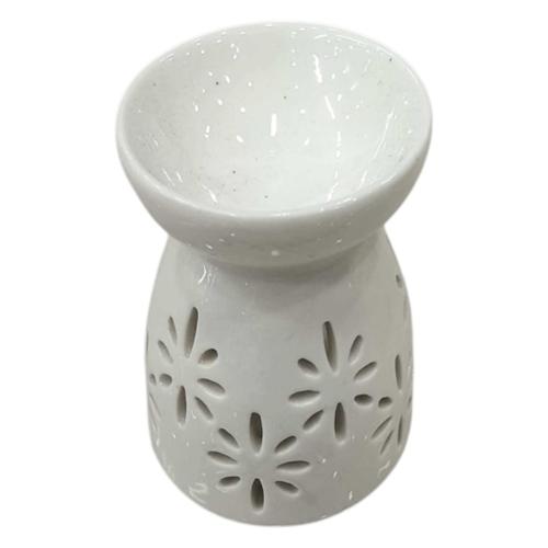 White Ceramic Floral Cutout Oil Burner 9cm
