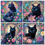 Black Cat Ceramic Coasters With Cork Back Set of 4