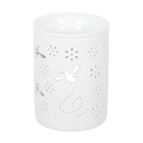 White Bee And Flower Ceramic Wax Warmer And Oil Burner 11.5cm